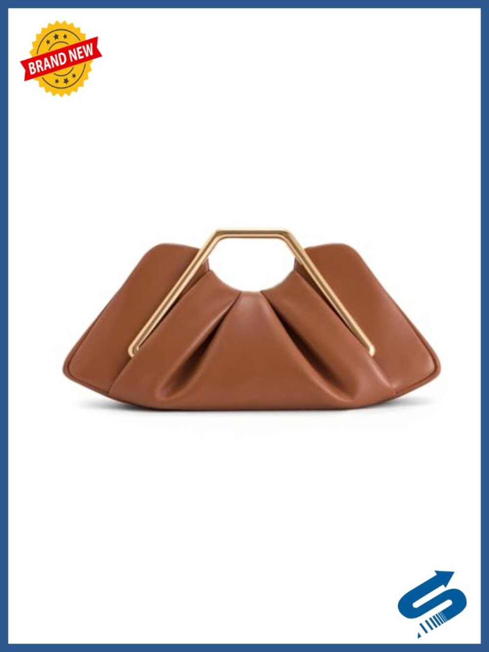 Ruched Cloud Dumpling Clutch Purse Geometric Metal Handle Evening Bag